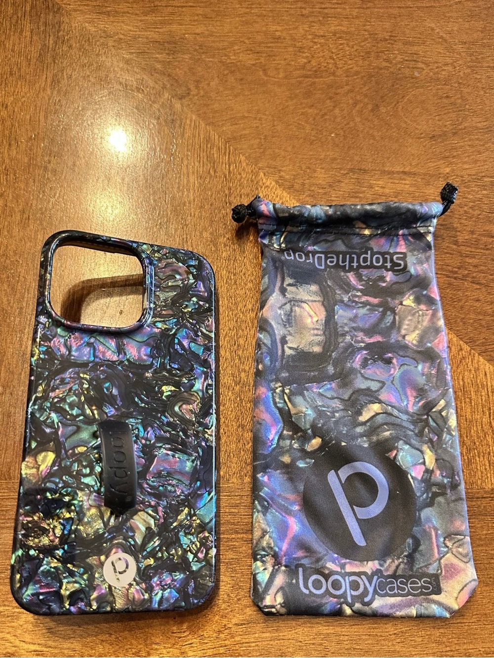 Loopy iPhone 14 Pro Max - Abalone Case with matching pouch